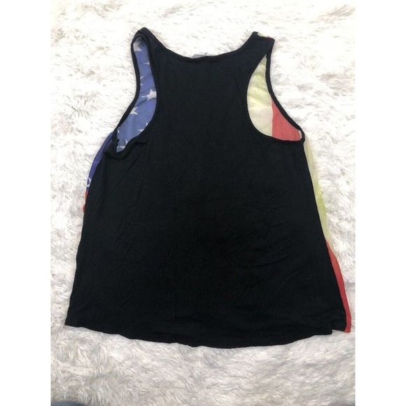 USA Flag Racerback Tank Top 5th & Love Sz S Red Blue Green Semi Sheer Casual - Picture 5 of 6